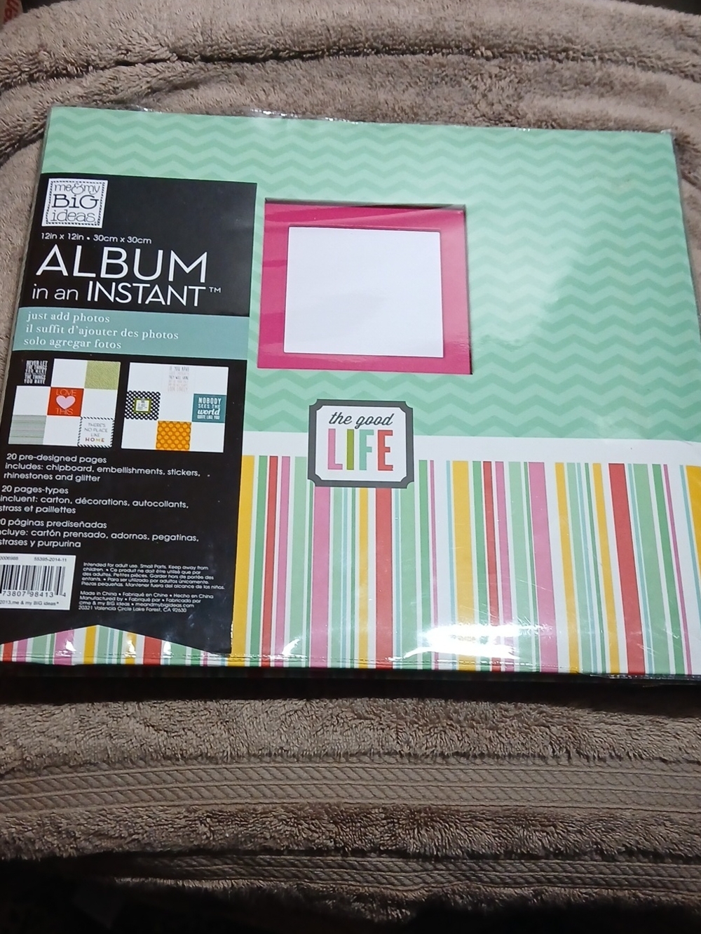 Me & My Big Ideas Mint Green Photo Album with Multicolor Stripes